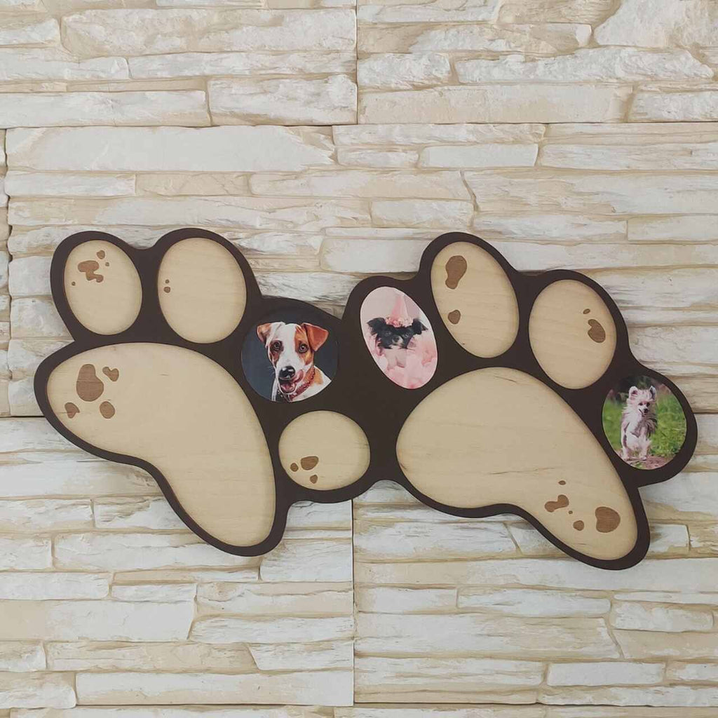 Pfoten-Bilderrahmen aus Holz – Platz für 10 Fotos