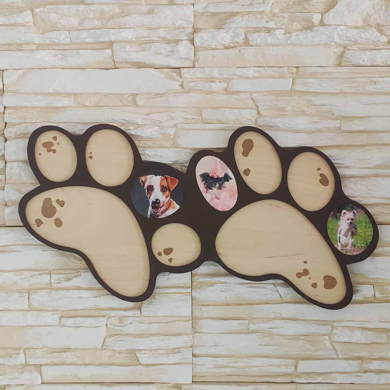 Pfoten-Bilderrahmen aus Holz – Platz für 10 Fotos