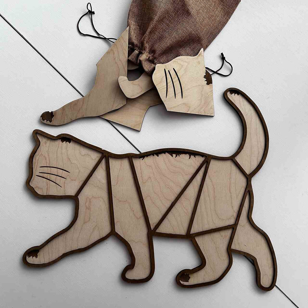 Katzen-Bilderrahmen aus Holz – Platz für 9 Fotos