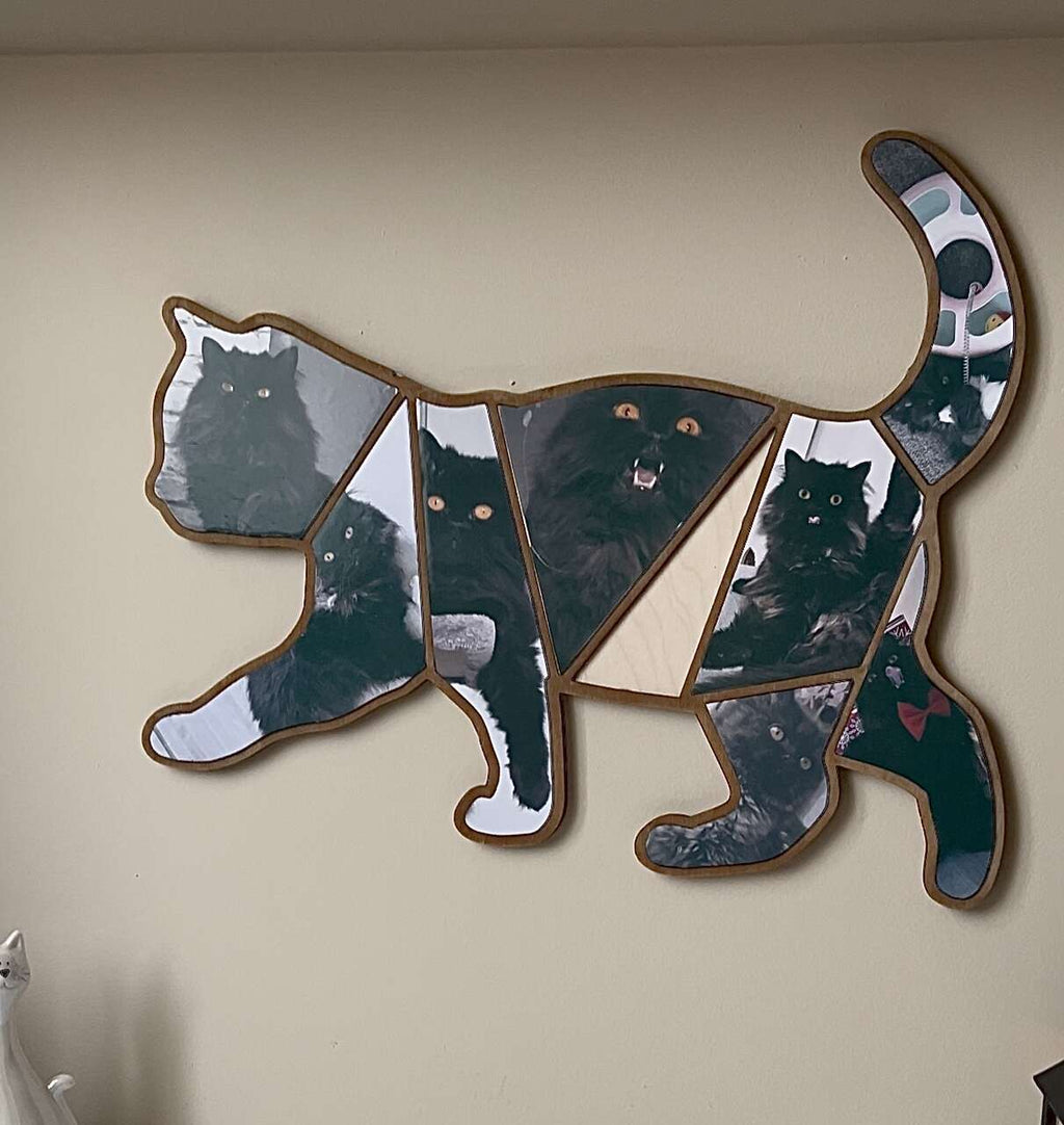 Katzen-Bilderrahmen aus Holz – Platz für 9 Fotos