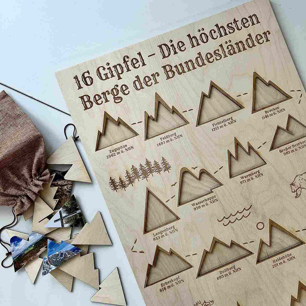 16 Gipfel – Die höchsten Berge der Bundesländer 75x50 cm