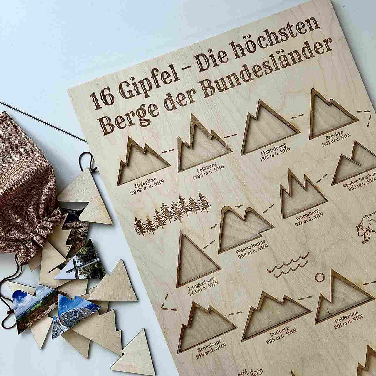 16 Gipfel – Die höchsten Berge der Bundesländer 75x50 cm