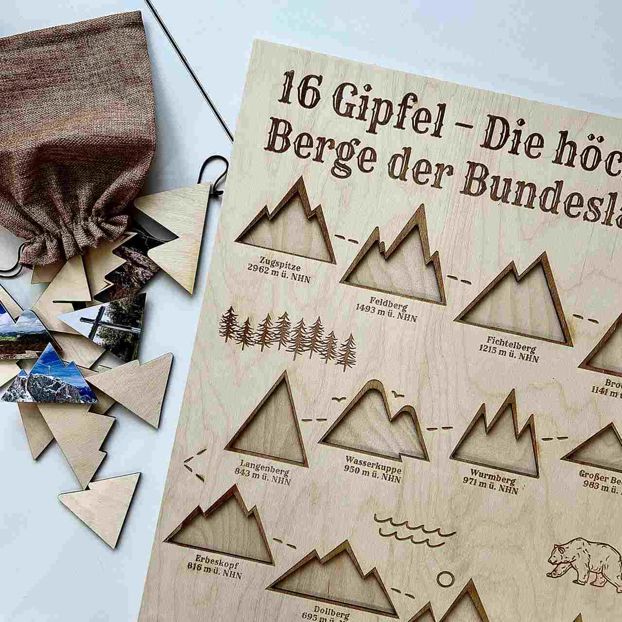 16 Gipfel – Die höchsten Berge der Bundesländer 75x50 cm