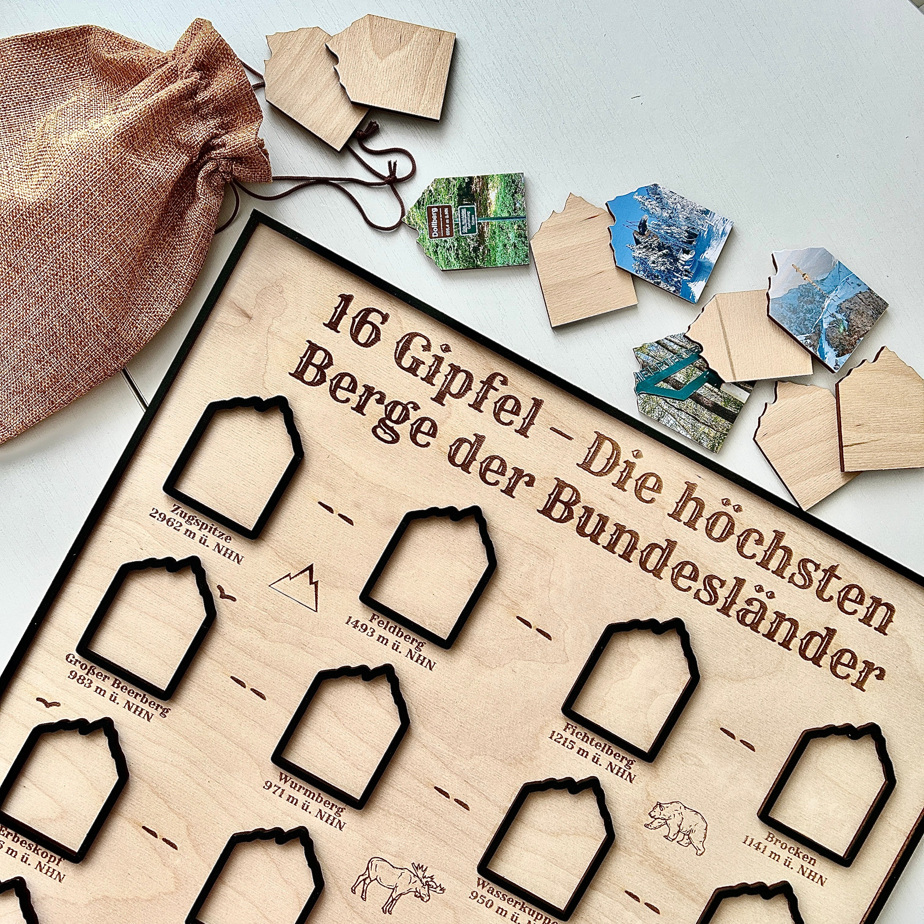 16 Gipfel – Die höchsten Berge der Bundesländer 50x50 cm