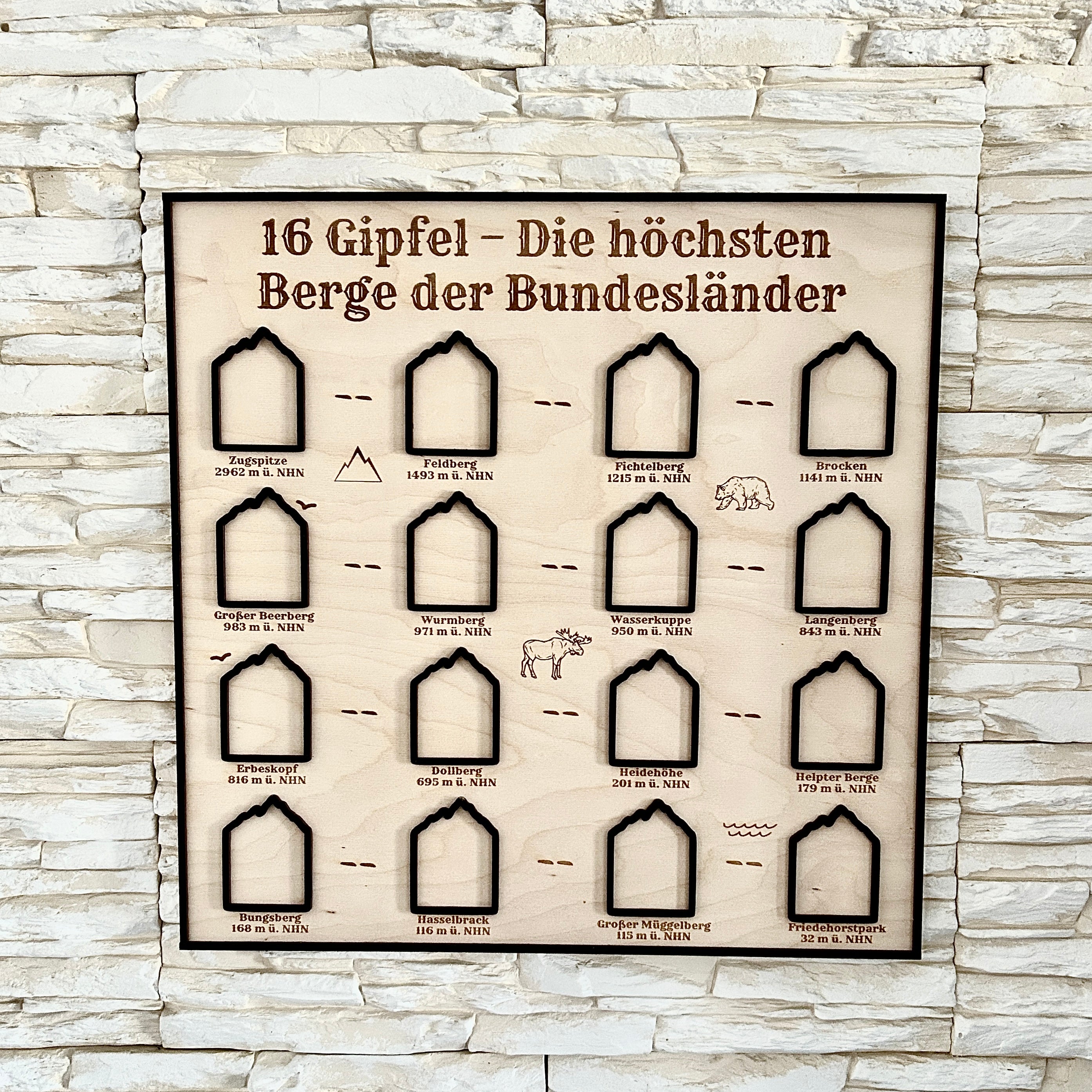 16 Gipfel – Die höchsten Berge der Bundesländer 50x50 cm