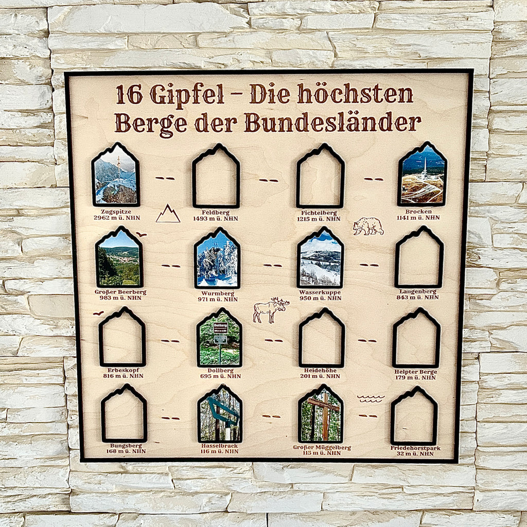 16 Gipfel – Die höchsten Berge der Bundesländer 50x50 cm