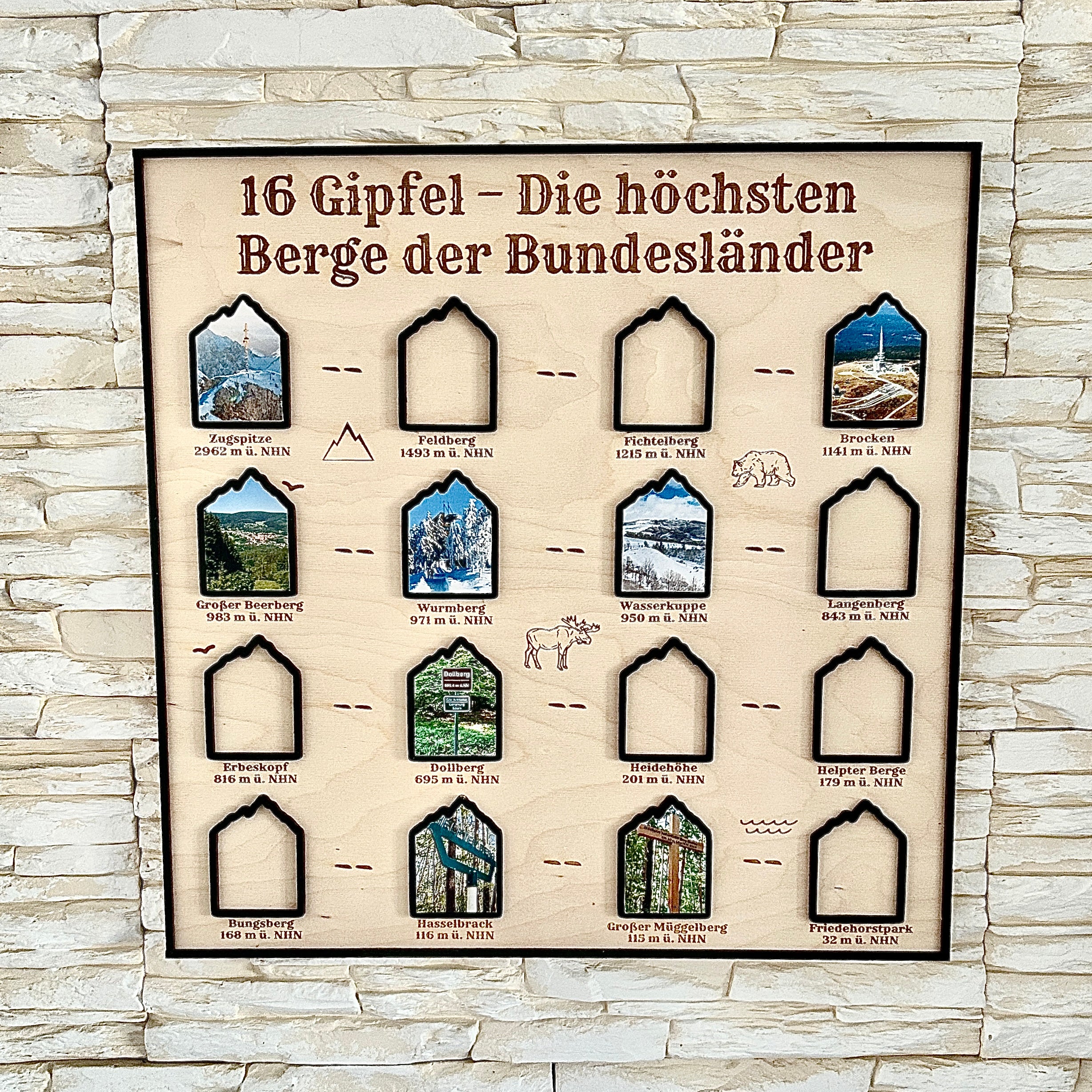 16 Gipfel – Die höchsten Berge der Bundesländer 50x50 cm