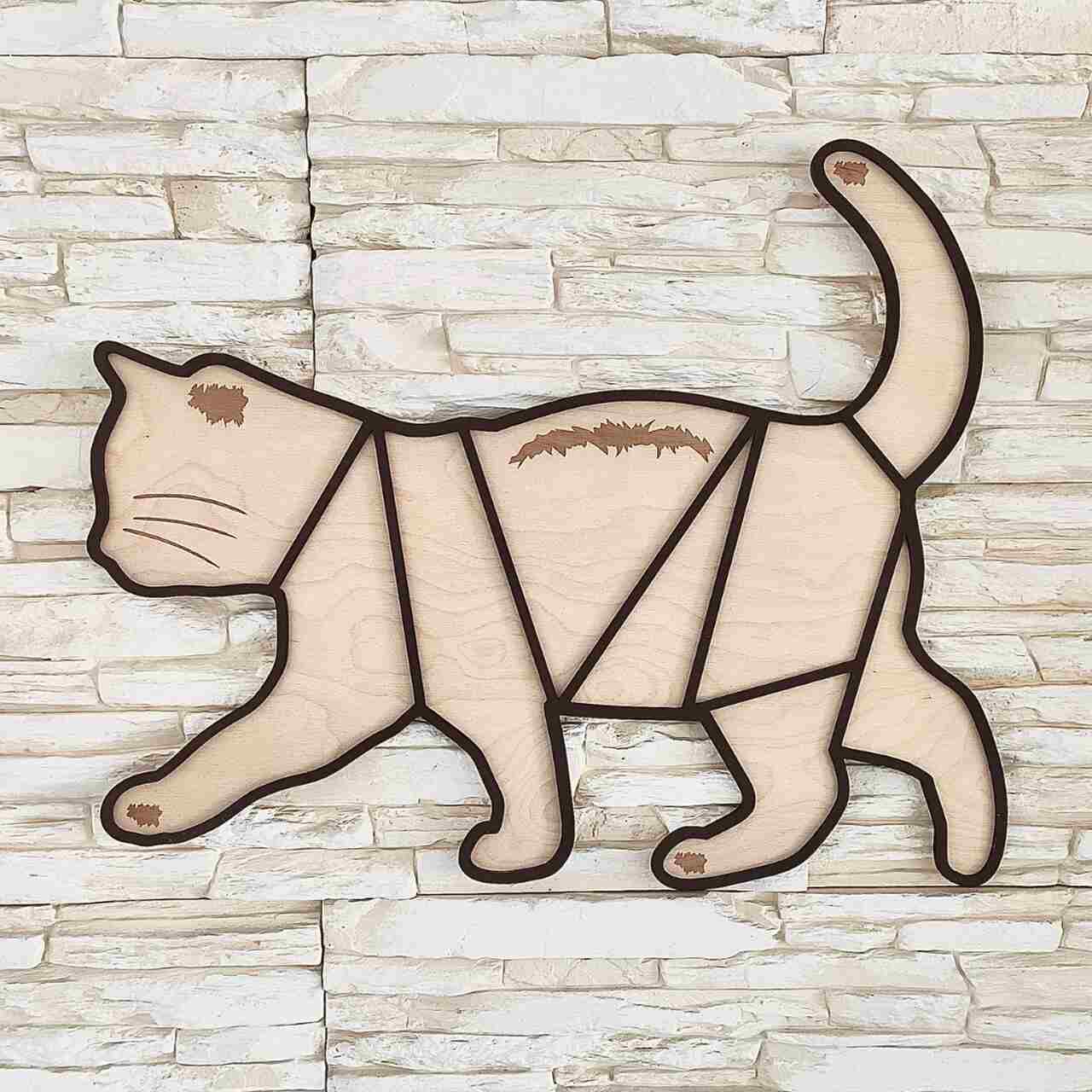 Katzen-Bilderrahmen aus Holz – Platz für 9 Fotos