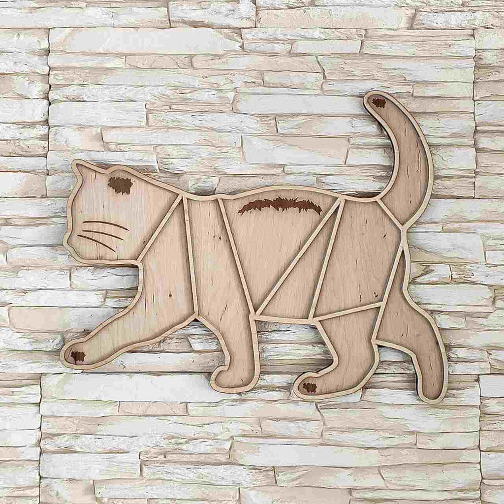 Katzen-Bilderrahmen aus Holz – Platz für 9 Fotos