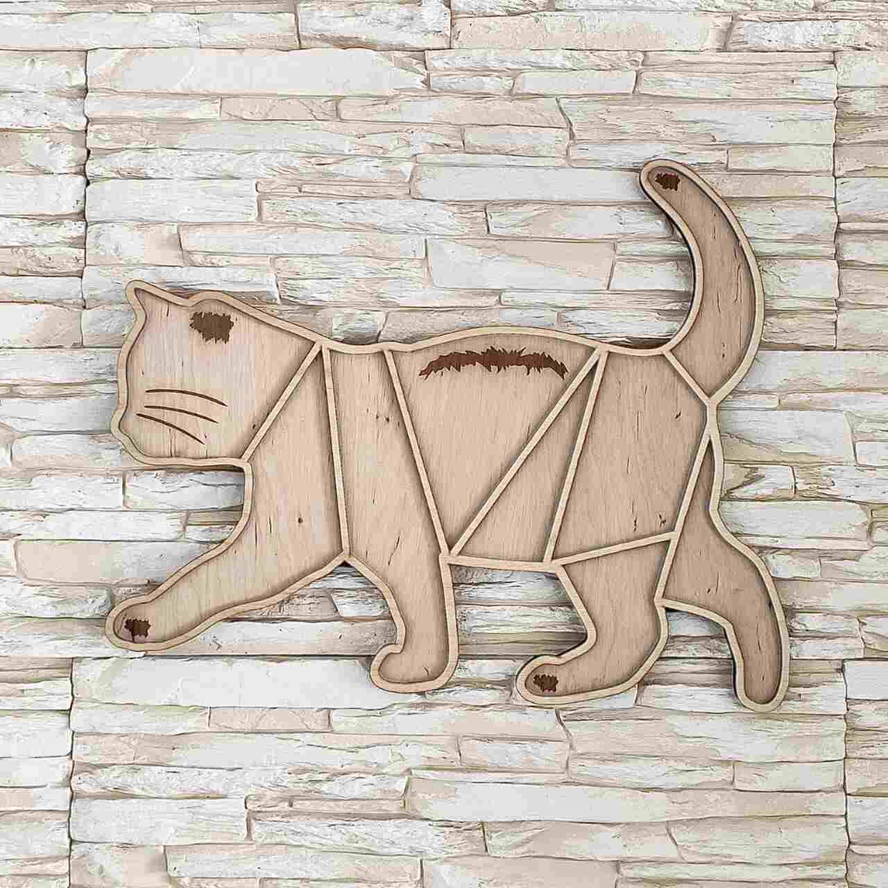 Katzen-Bilderrahmen aus Holz – Platz für 9 Fotos